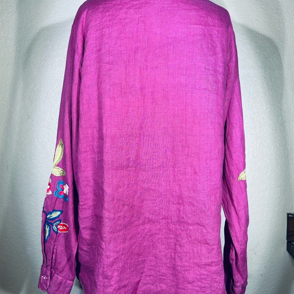 Johnny Was Gracie Butterfly European Linen Button Up Violet NWT - Picture 4 of 6